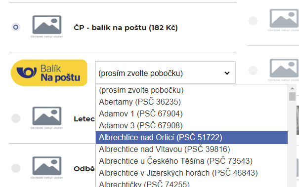 Automatické aktualizace poboček České pošty a Balíkovny